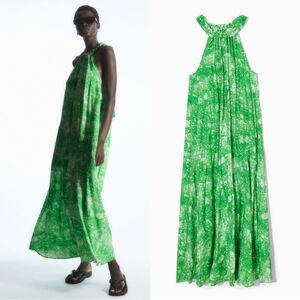 NEW COS OVERSIZED GATHERED MAXI DRESS in Green